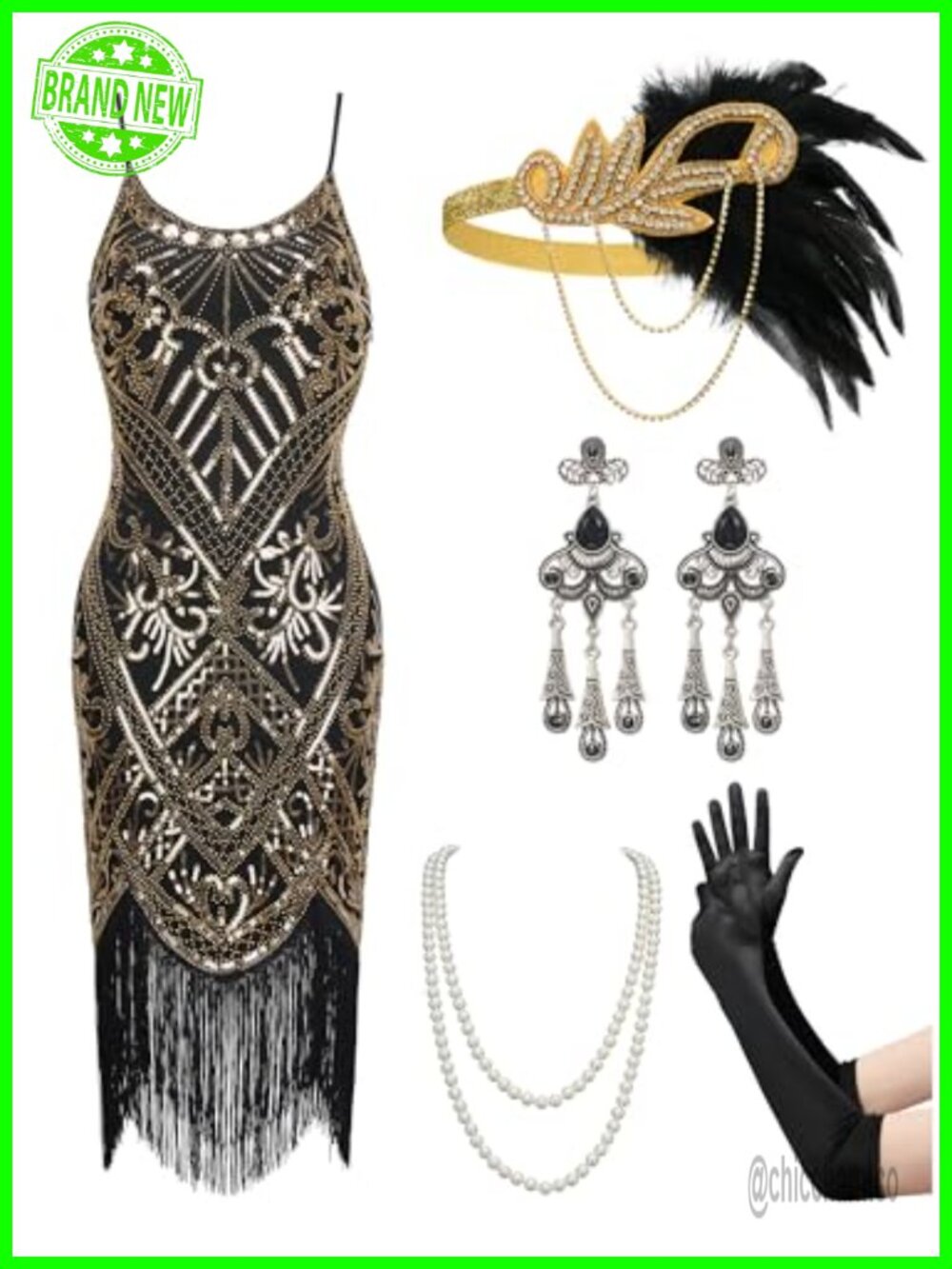 1920s Flapper Dress Sequin Fringe Cocktail Dress Gatsby Roaring 20s